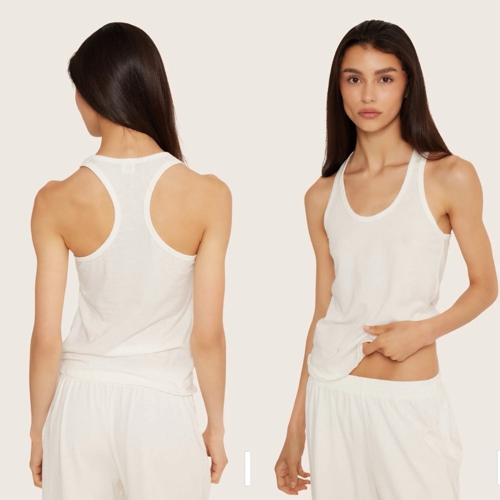 Brand New Set Active Classic Cotton Daily Racer Tank in Blanc White Size Small